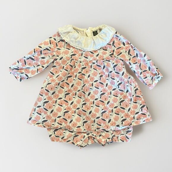 Moimoln Size 18-24 Month Romper Dress Long Sleeve Floral Collar - Picture 1 of 8